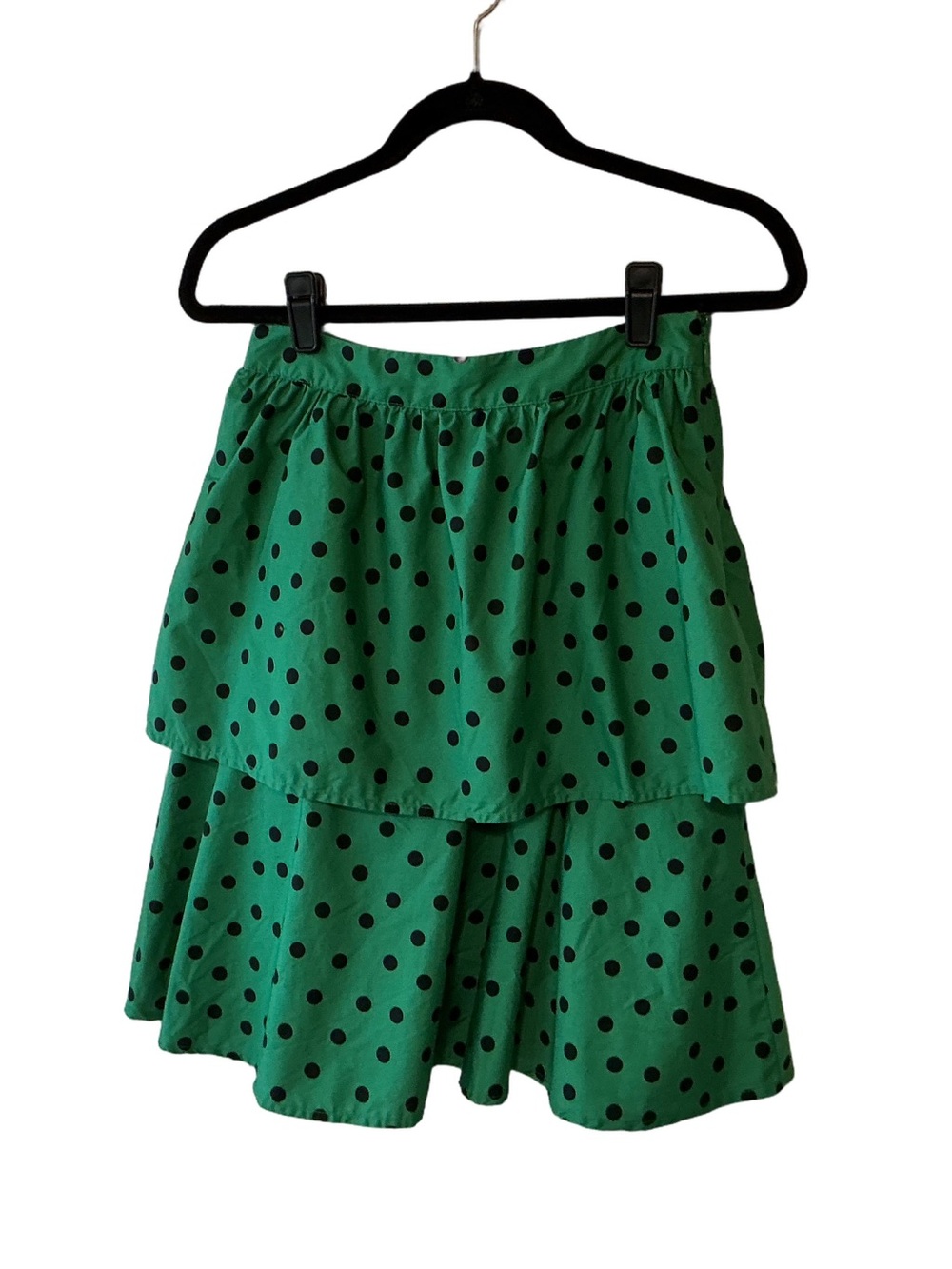 Who What Wear Polka Dot Tiered Ruffle Mini Skirt Green Black Size 4